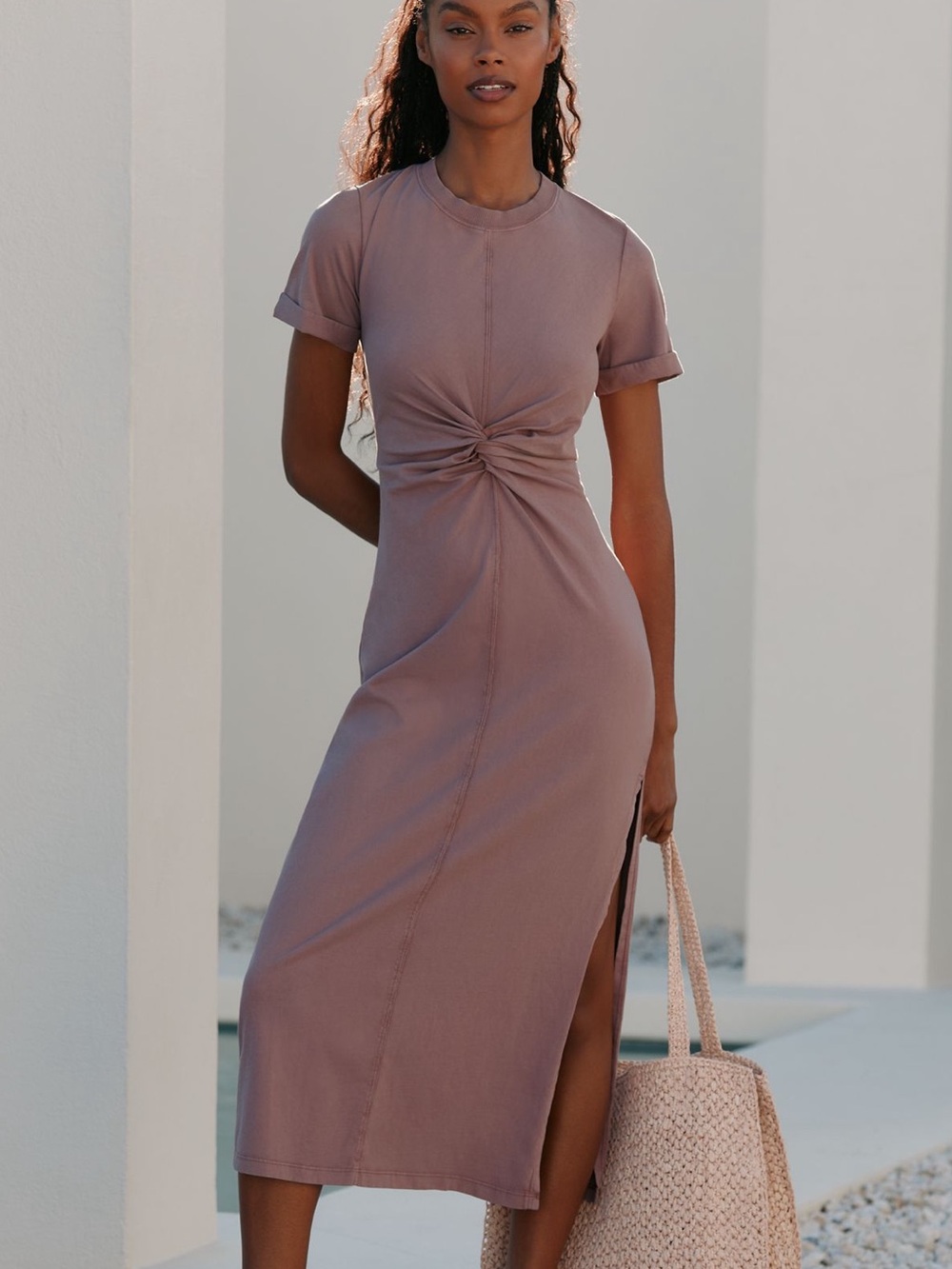 L*SPACE Drew Midi Dress in Taupe
